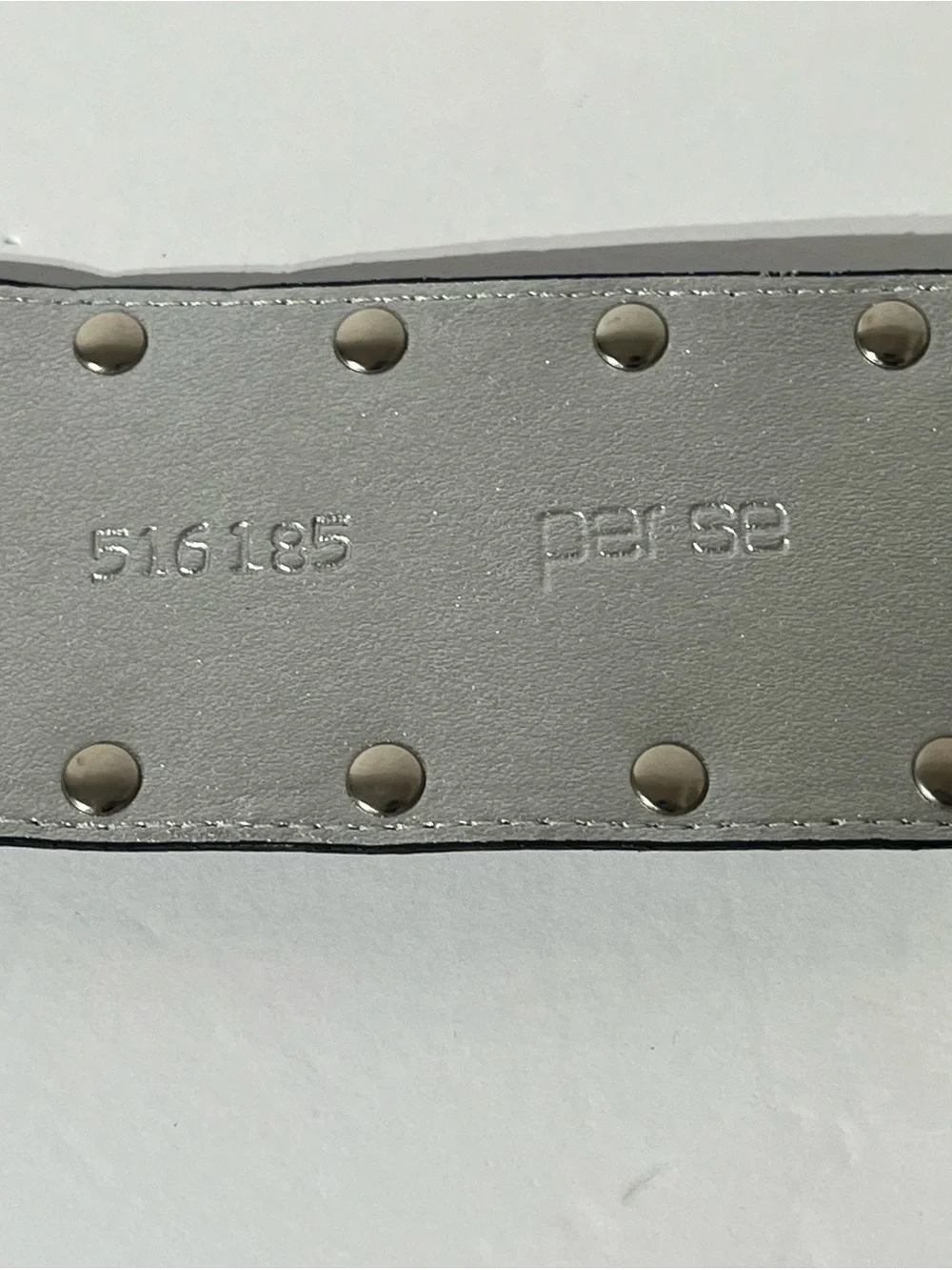 PER SE Vintage Wide Leather Cinch Belt Silver Snakeskin Studded USA Made